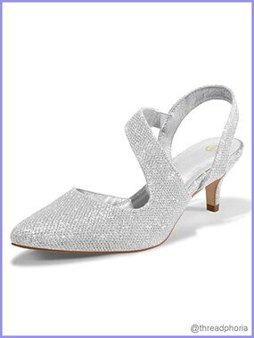 Sparkle Fabric Slingback Kitten Heels 2 Inch Low Heel Pumps